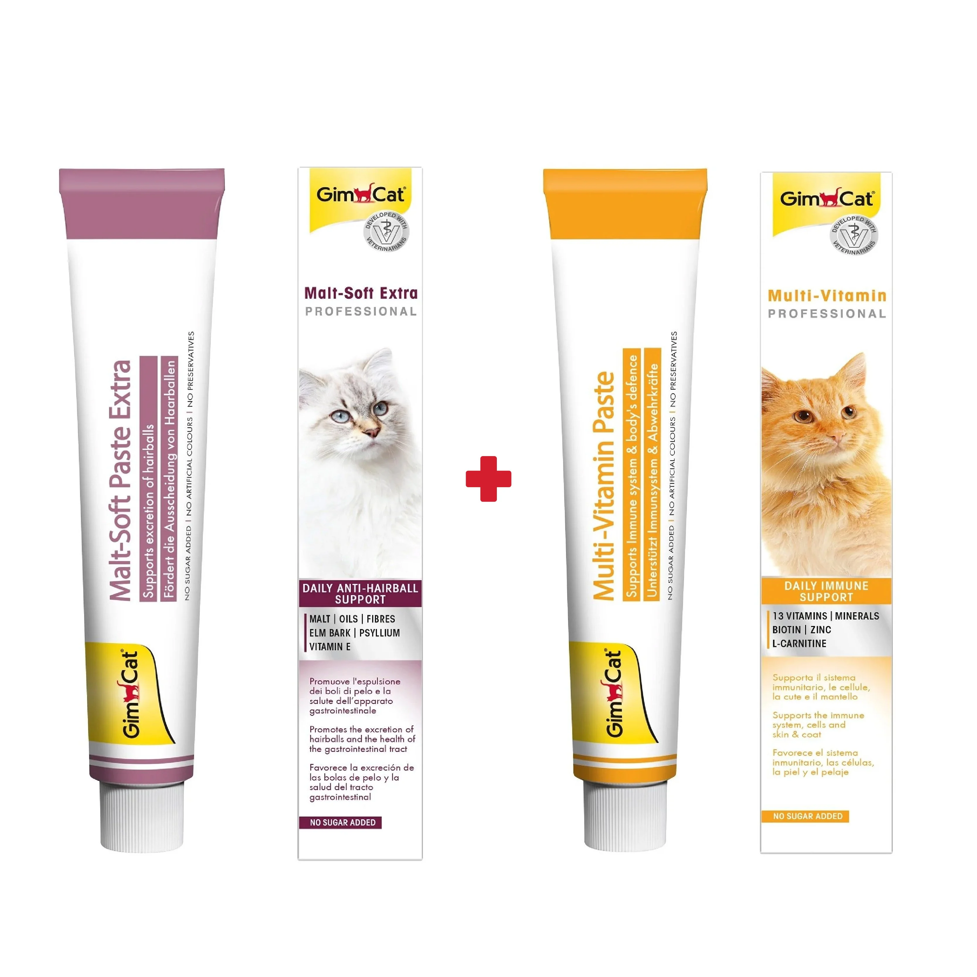 Gimcat Malt Soft Extra Kedi Pastası 100 gr + Gimcat Kediler İçin Multi-Vitamin Macunu 100 GR