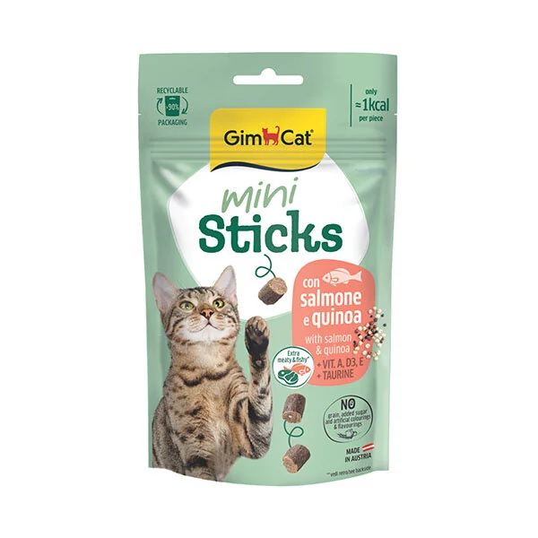 GimCat Mini Sticks Somon & Kinoa Katkılı Kedi Ödül Çubuğu 50 g - 1
