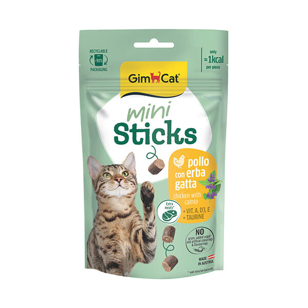 GimCat Mini Sticks Tavuk ve Kedi Nanesi Kedi Ödül Çubuğu 50 g - 1