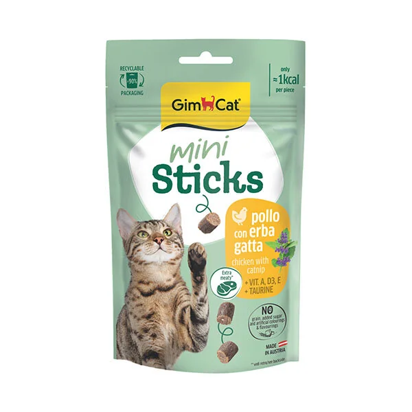 GimCat Mini Sticks Tavuk & Kedi Nanesi Katkılı Kedi Ödül Çubuğu 50 g - 1