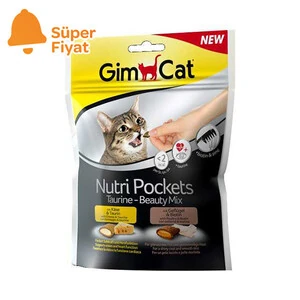 GimCat Nutripockets Kedi Ödülü Taurin&Beauty 150Gr
