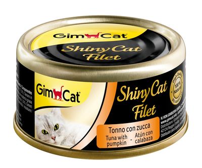GimCat ShinyCat Kıyılmış Ton Balığı ve Kabaklı Fileto Kedi Yaş Maması 70 g - 1