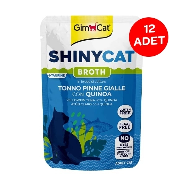 Gimcat Shinycat Pouch Sarı yüzgeçli Ton Balığı Kinoa 70 gr X 12 Adet - 1