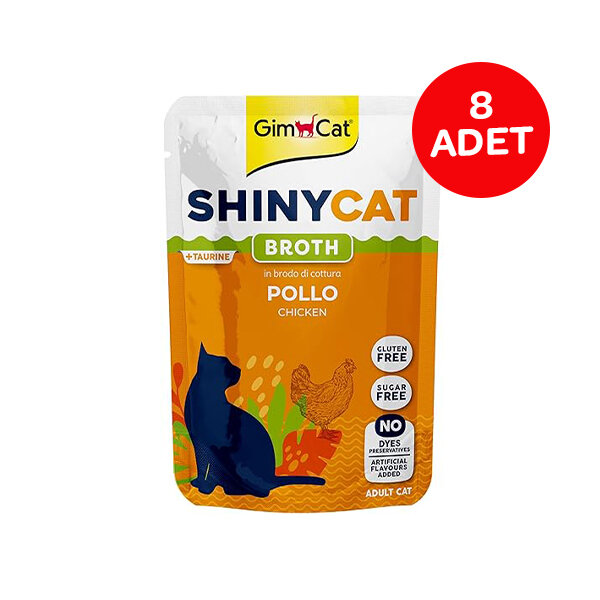 GimCat ShinyCat Pouch Tavuklu Soslu Kısırlaştırılmış Kedi Yaş Maması 70 g (8'li Paket) - 1