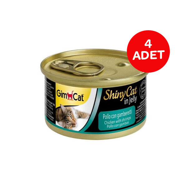 GimCat ShinyCat Tavuk ve Karidesli Kedi Yaş Maması 70 g (4'lü Paket) - 1