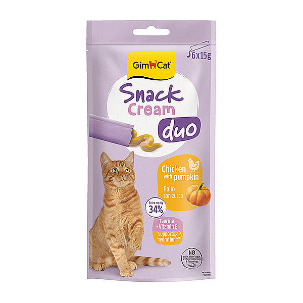 GimCat Snack Cream Duo Tavuklu ve Bal Kabaklı Krema Kedi Ödülü 15 g (6'lı Paket)