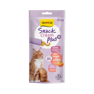 GimCat Snack Cream Plus Somonlu ve Bal Kabaklı Krema Yaşlı Kedi Ödül Maması 15gr x 6 Adet