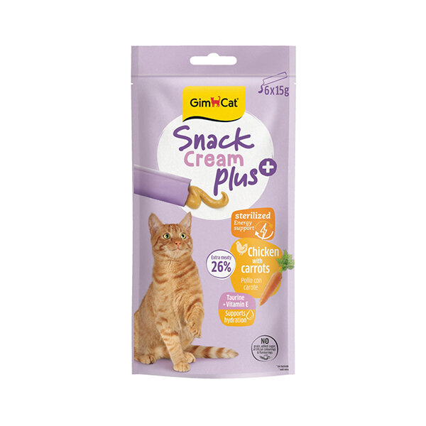 GimCat Snack Cream Plus Tavuklu ve Havuçlu Krema Kısırlaştırılmış Kedi Ödül Maması 15gr x 6 Adet - 1