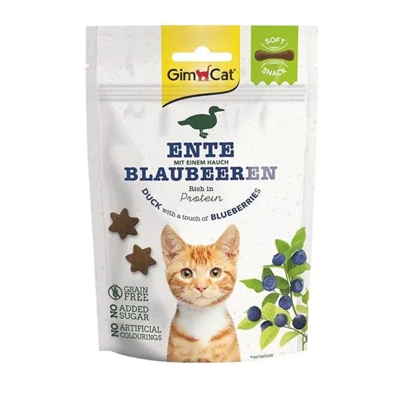 Gimcat Soft Snacks Duck & Blueberry Tahılsız Kedi Ödülü 60 gr - 1