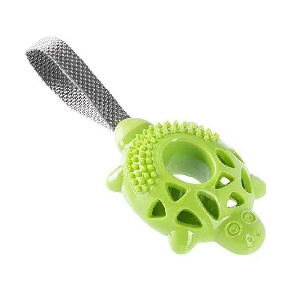 Gimdog Kaplumbağa Şeklinde Çekiştirmeli Köpek Ödül Oyuncağı Yeşil - 1