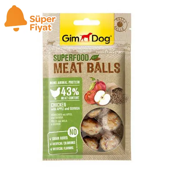GimDog MeatBalls Kinoalı ve Elmalı Tavuk 70gr - 1