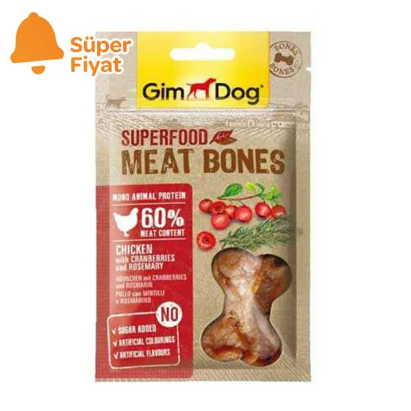 Gimdog MeatBones Tavuk Kızılcıklı ve Biberiyeli Köpek Ödül Maması 70gr - 1
