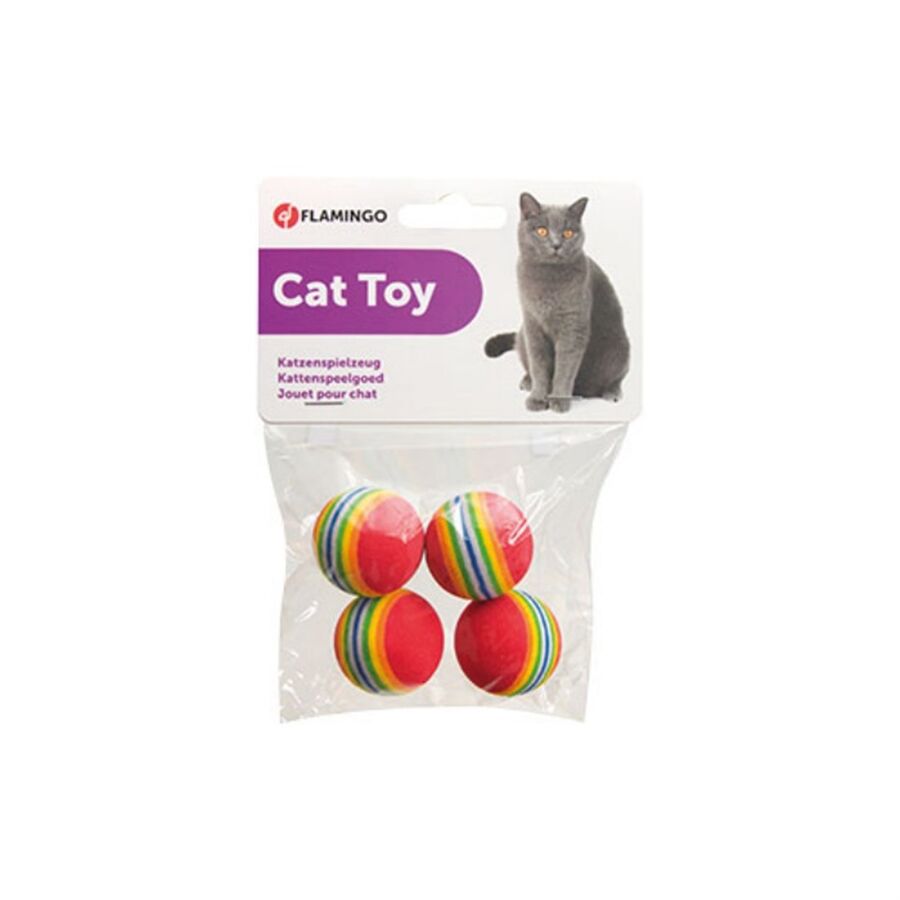 Flamingo Gökkuşağı Kedi Topu 4 CM 4 'lü Paket - 1