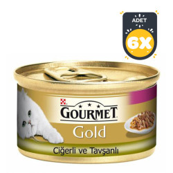 Gourmet Gold Ciğerli Tavşanlı Kedi Yaş Maması 85GR x 6 Adet