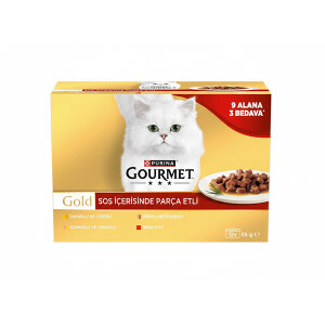 Gourmet Gold Kıyılmış Karışık  Etli Kedi Yaş Maması 85 gr ( 9 Alana 3 Bedava )