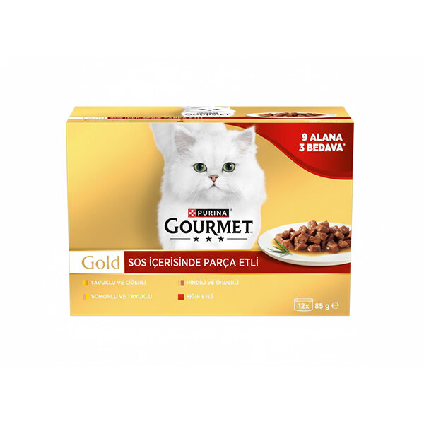 Gourmet Gold Kıyılmış Karışık  Etli Kedi Yaş Maması 85 gr ( 9 Alana 3 Bedava ) - 1