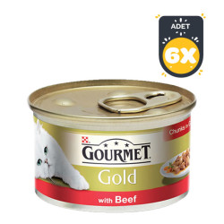 Gourmet Gold Kıyılmış Sığır Etli Kedi Yaş Maması 85 GR x 6 Adet