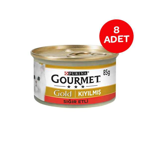 Gourmet Gold Kıyılmış Sığır Etli Kedi Yaş Maması 85 GR x 8 Adet - 1