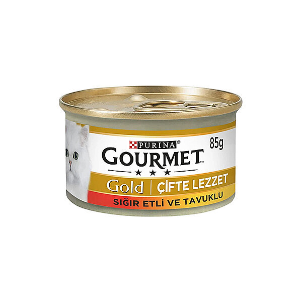 Gourmet Gold Kıyılmış Sığır Etli ve Tavuklu Yetişkin Kedi Konservesi 85gr