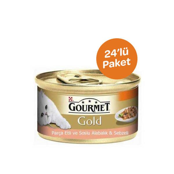 Gourmet Gold  Parça Etli Alabalık Sebze Kedi Konservesi 85 GR * 24 Adet - 1