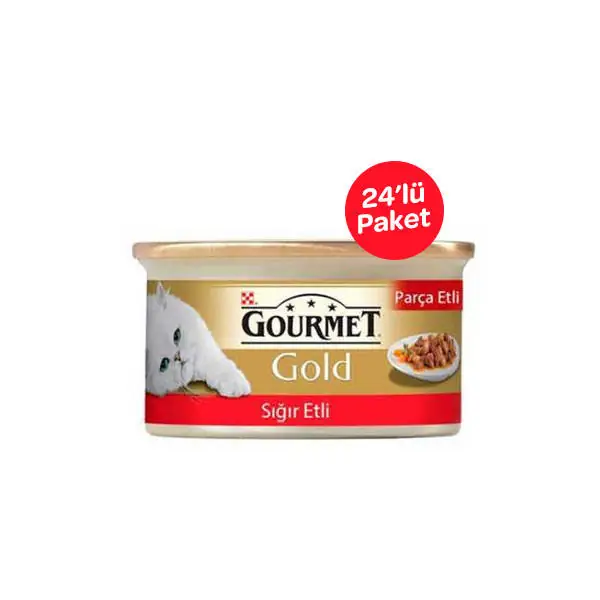 Gourmet Gold Parça Sığır Etli Kedi Konserve 85 GR * 24 ADET - 1