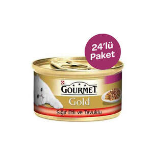 Gourmet Gold Sığır Eti ve Tavuklu Kedi Yaş Maması 85 Gr * 24 Adet - 1