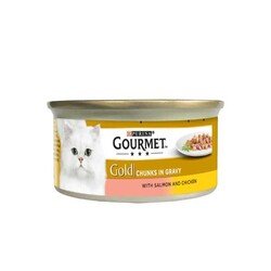Gourmet Gold Parça Etli Somonlu ve Tavuklu Yaş Kedi Maması 85 GR