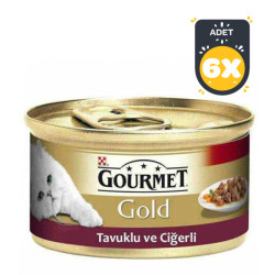 Gourmet Gold Tavuk ve Ciğerli Kedi Yaş Maması 85 Gr x 6 Adet