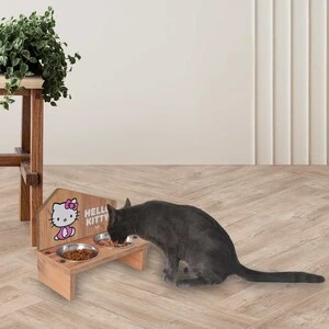 Hello Kitty Ahşap Mama Standı İkili - 3