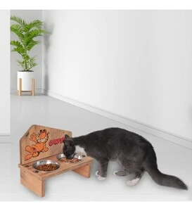 Garfield Ahşap Mama Standı İkili - 2