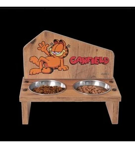 Garfield Ahşap Mama Standı İkili - 1