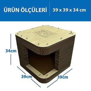 Herniks Doğal Kedi Otlu Kedi Tırmalama Evi 39x39x34 cm - HR2003 - 2