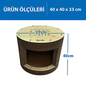 Herniks Doğal Kedi Otlu Kedi Tırmalama Evi 40x40x33 Cm - HR2004 - 2