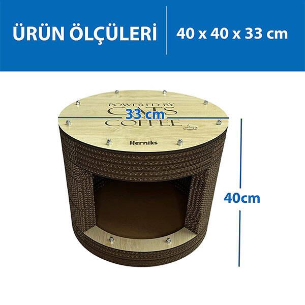 Herniks Doğal Kedi Otlu Kedi Tırmalama Evi 40x40x33 Cm - HR2004 - 2