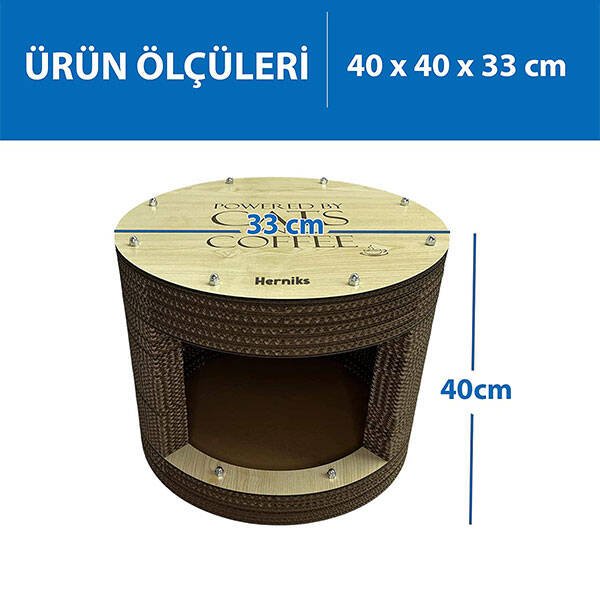 Herniks Doğal Kedi Otlu Kedi Tırmalama Evi 40x40x33 Cm - HR2004 - 2