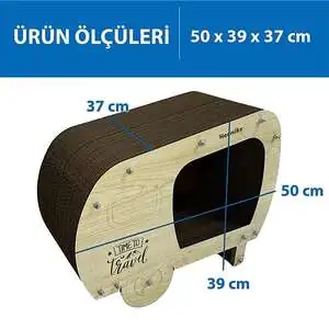 Herniks Doğal Kedi Otlu Kedi Tırmalama Evi 50x39x37 cm - HR2005 - 2