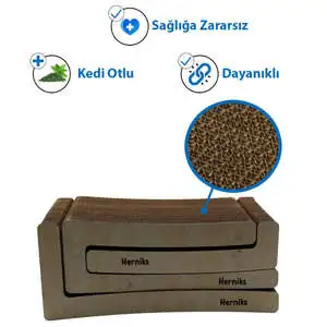 Herniks Doğal Kedi Otlu Kedi Tırmalama Kartonu 44 Cm - HR2028 - 7