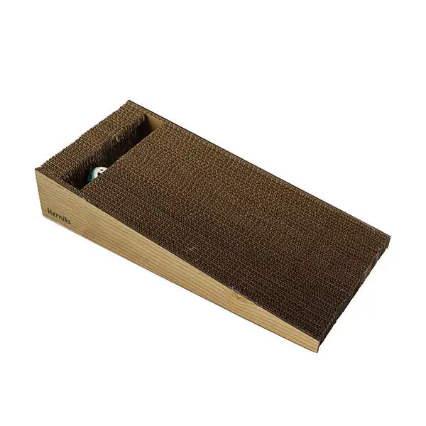 Herniks Doğal Kedi Otlu Ve Zilli Toplu Ahşap Kedi Tırmalama Kartonu 43 cm - HR2024 - 1