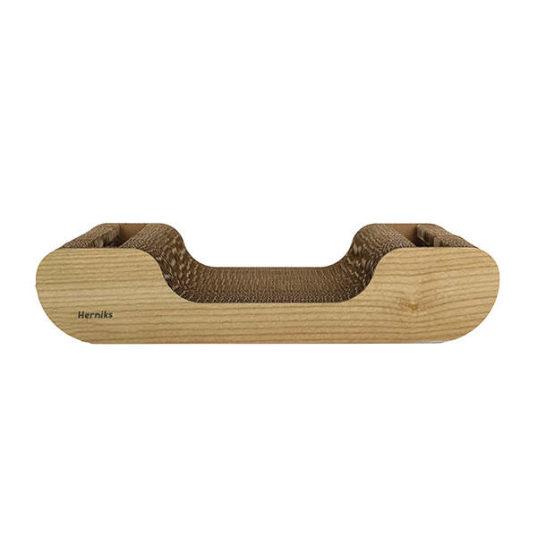 Herniks Doğal Kedi Otlu ve Zilli Toplu Ahşap Kedi Tırmalama Kartonu 44 cm - HR2022 - 2
