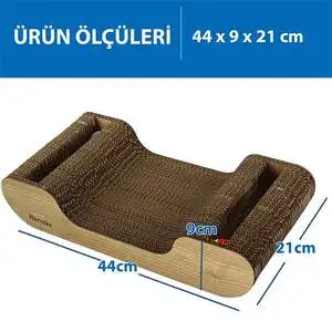 Herniks Doğal Kedi Otlu ve Zilli Toplu Ahşap Kedi Tırmalama Kartonu 44 cm - HR2022 - 5