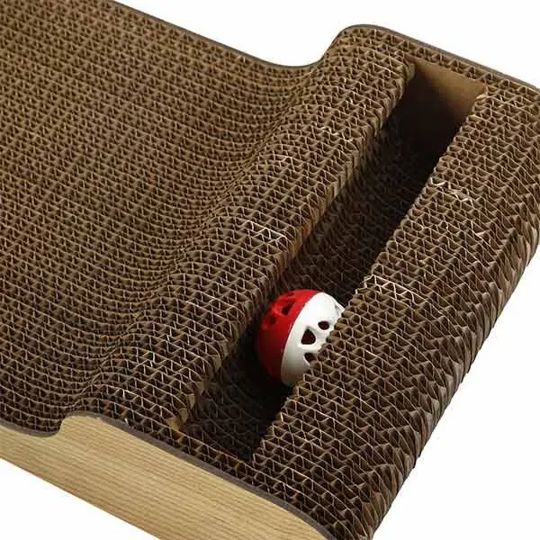 Herniks Doğal Kedi Otlu ve Zilli Toplu Ahşap Kedi Tırmalama Kartonu 44 cm - HR2022 - 3