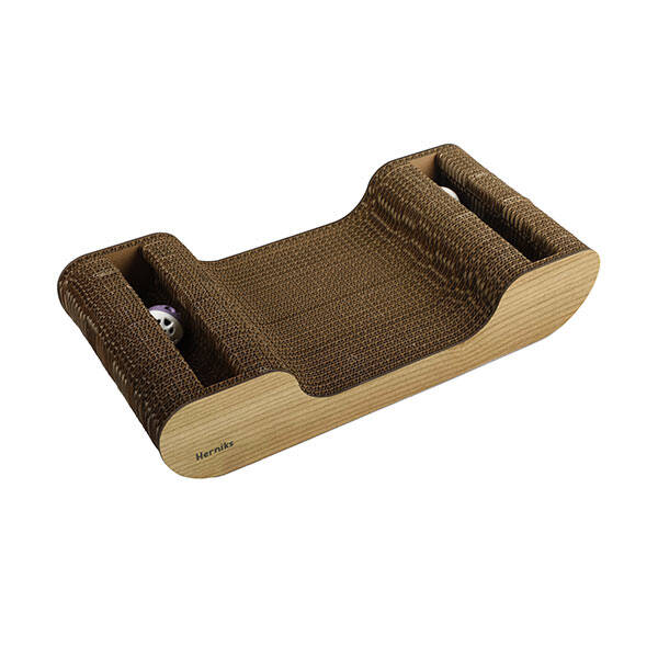 Herniks Doğal Kedi Otlu ve Zilli Toplu Ahşap Kedi Tırmalama Kartonu 44 cm - HR2022 - 1
