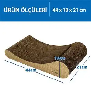 Herniks Doğal Kedi Otlu ve Zilli Toplu Ahşap Kedi Tırmalama Kartonu 44 cm- HR2023 - 4