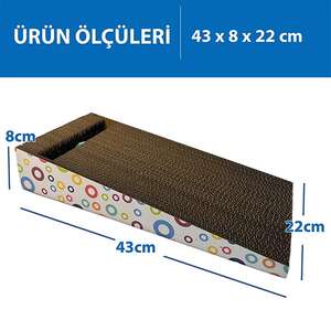 Herniks Doğal Kedi Otlu Ve Zilli Toplu Kedi Tırmalama Kartonu 43 cm - HR2024C - 2