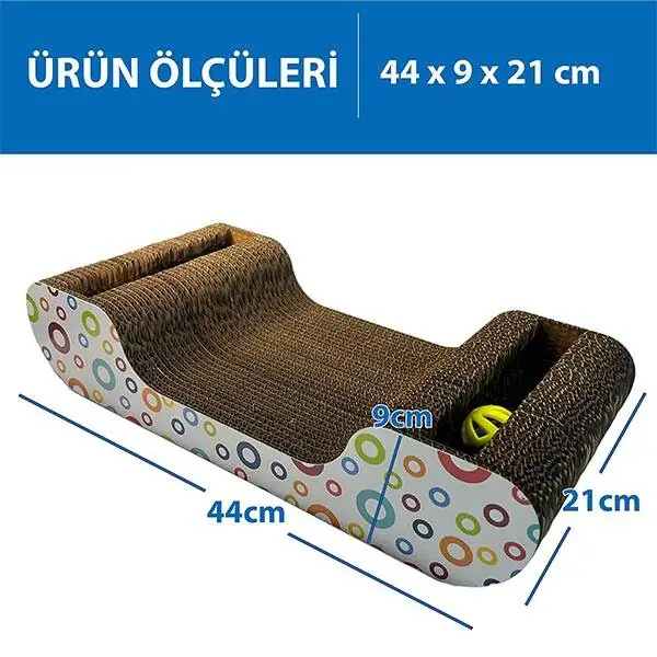 Herniks Doğal Kedi Otlu Ve Zilli Toplu Kedi Tırmalama Kartonu 44 cm - HR2022C - 2