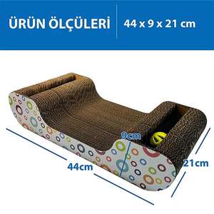 Herniks Doğal Kedi Otlu Ve Zilli Toplu Kedi Tırmalama Kartonu 44 cm - HR2022C - 2