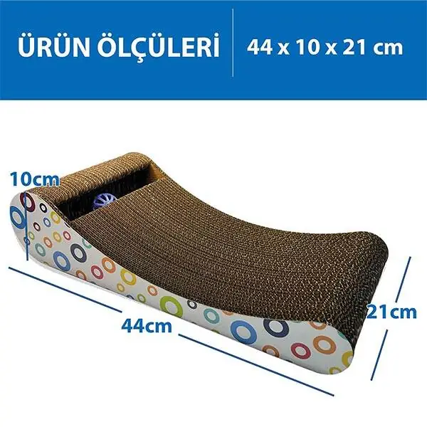 Herniks Doğal Kedi Otlu Ve Zilli Toplu Kedi Tırmalama Kartonu 44 cm - HR2023C - 2