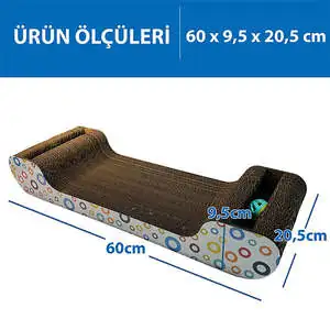Herniks Doğal Kedi Otlu Ve Zilli Toplu Kedi Tırmalama Kartonu 60 cm - HR2026C - 2