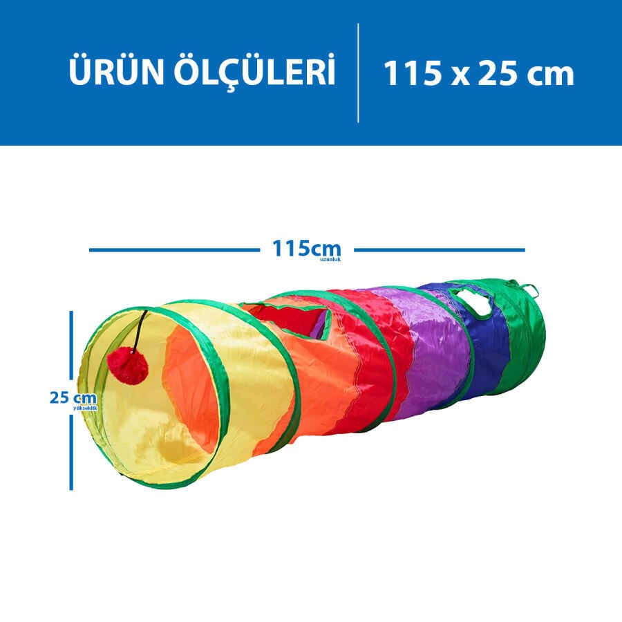 Herniks Düz Katlanabilir Gökkuşağı Kedi Tüneli 115 cm - 2
