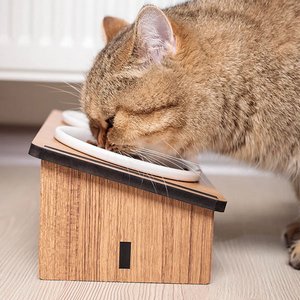 Herniks Eğimli Ahşap Seramik İkili Mama ve Su Kabı 30x15 Cm - 4